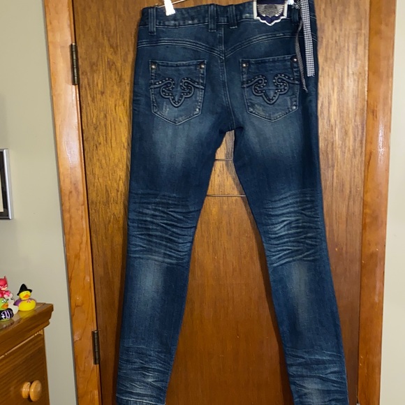 Women's ReRock For Express Skinny Blue Jeans with Eyelet Detailing❤️ - Picture 4 of 10